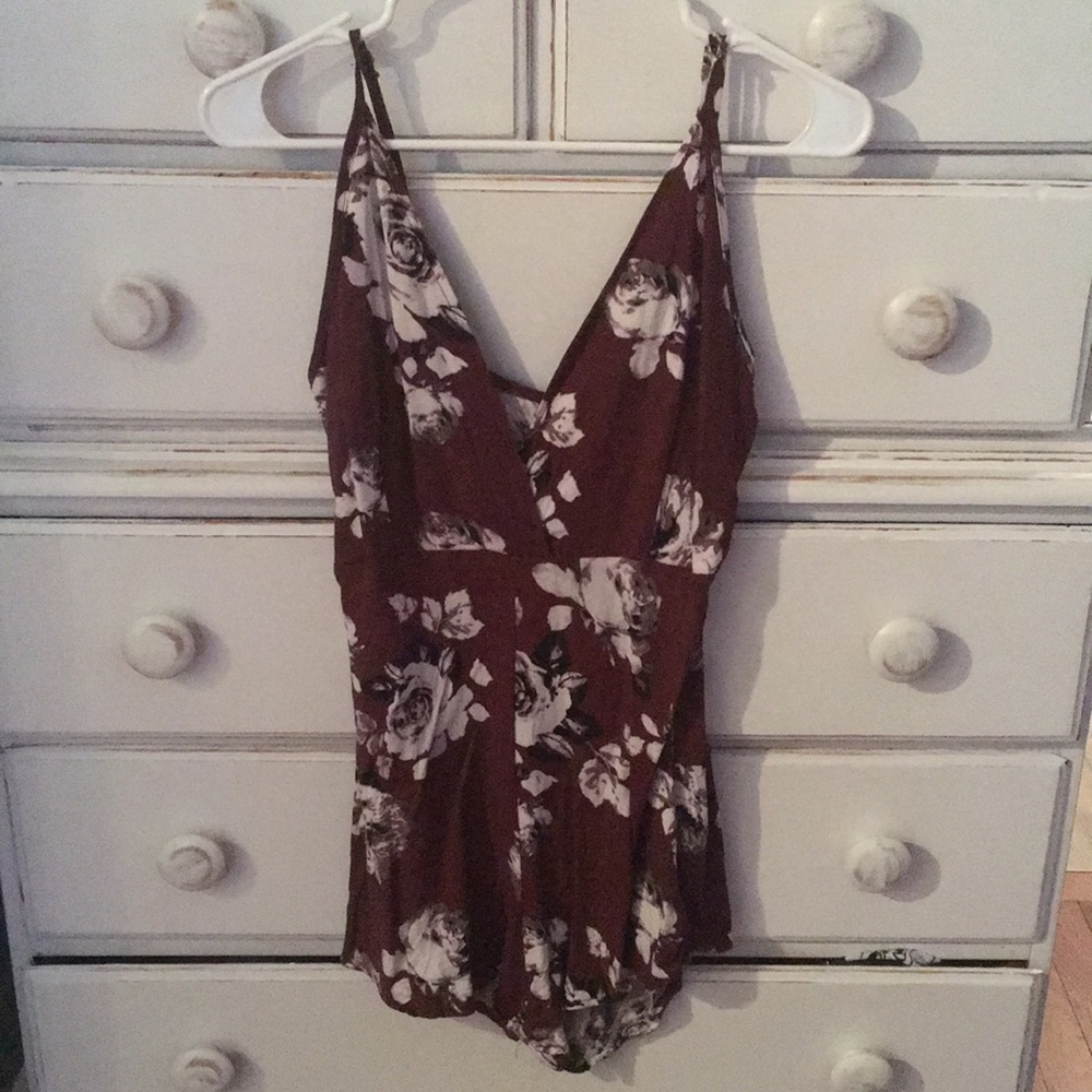 Maroon Flower Romper